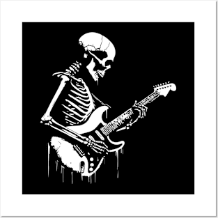 skeleton plays rock music Posters and Art